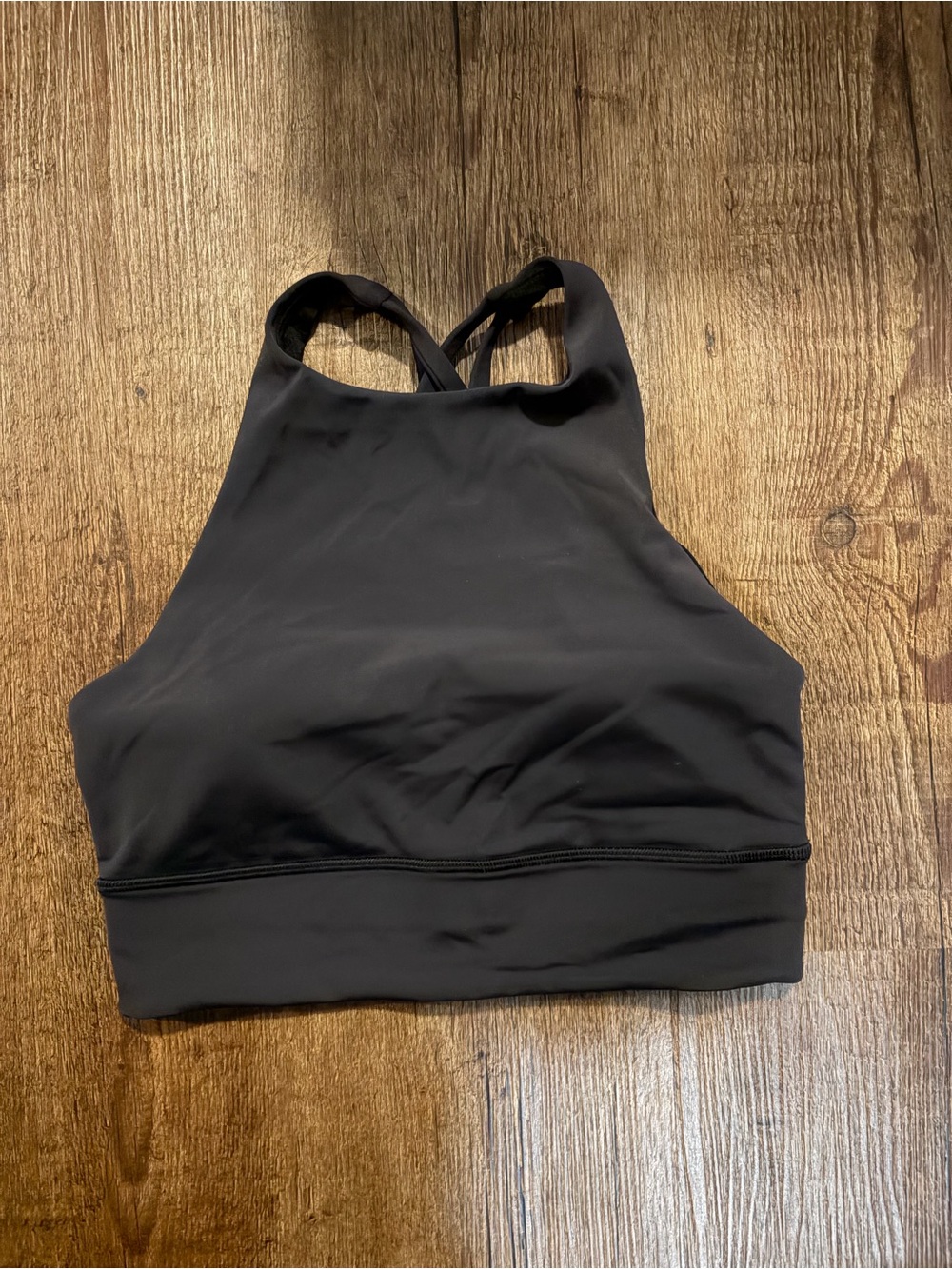 Lululemon Energy Bra High Neck Longline Tough Black Size 6 W2BZ1S